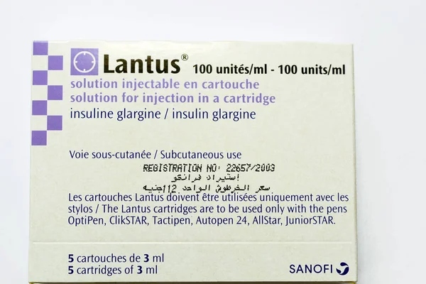 Cairo Egipto Mayo 2021 Lantus Inyección Insulina Glargina 100 Unidades — Foto de Stock