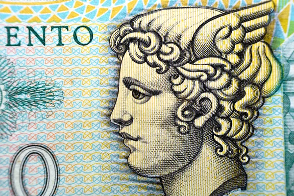 500 500イタリア リラ紙幣の反対側からのマーキュリーの画像通貨1976 古いイタリアのお金 ヴィンテージレトロ イタリア 選択的フォーカス — ストック写真