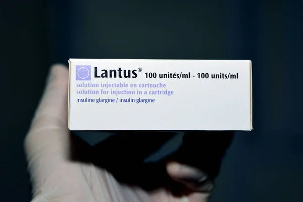 Lantus Inyección Insulina Glargina 100 Unidades Cartucho Está Indicado Tratamiento — Foto de Stock