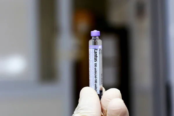 Lantus Wstrzyknięcie Insuliny Glargine 100 Jednostek Wkładzie Jest Wskazany Leczeniu — Zdjęcie stockowe