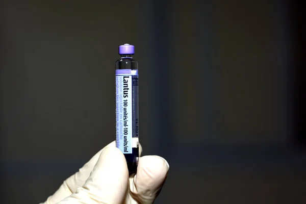 Lantus Wstrzyknięcie Insuliny Glargine 100 Jednostek Wkładzie Jest Wskazany Leczeniu — Zdjęcie stockowe