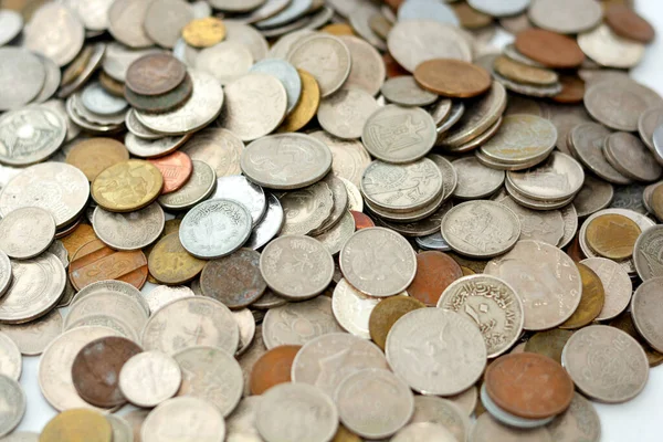 나라에서 동전의 빈티지 나라에서 동전의 선택적 그리고 세계에서 동전들 — 스톡 사진