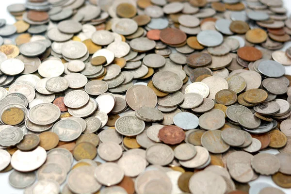 나라에서 동전의 빈티지 나라에서 동전의 선택적 그리고 세계에서 동전들 — 스톡 사진