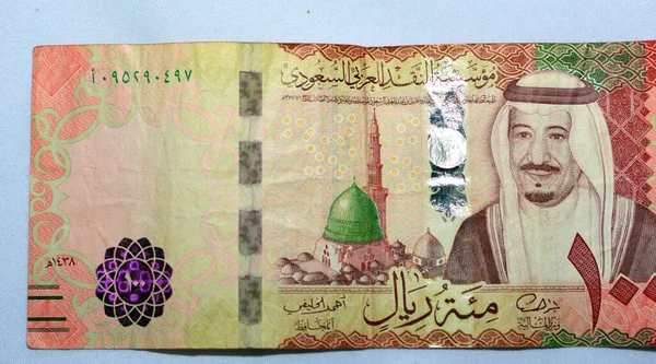 Suudi Arabistan 100 Riyal Banknotu Suudi Arabistan Para Birimi Suudi — Stok fotoğraf