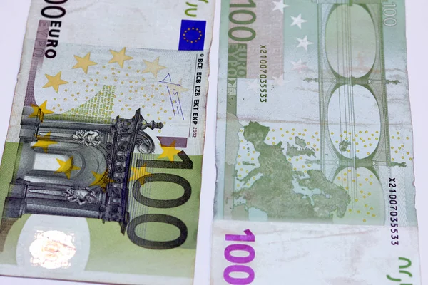 100 Евро Банкноты Валюта Европейского Союза Архитектурой Стиле Барокко Рококо — стоковое фото