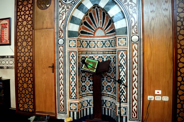 Une Mosquée Intérieur Avec Style Décoratif Islamique Mosquée Mihrab Niche — Photo