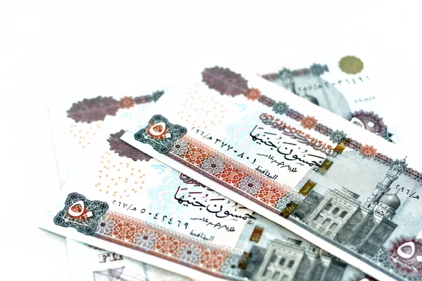 Купа Єгипетських Грошових Банкнот Фунтів Стерлінгів Містить Мечеть Абу Хурайба — стокове фото