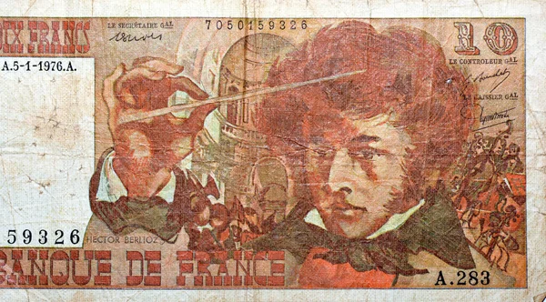 Fransa Bankası Nın Franklık Banknotunun Ters Tarafının Büyük Bir Kısmı — Stok fotoğraf