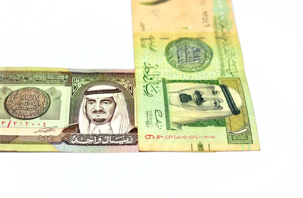 Lado Anverso Uma Nota Dinheiro Riyal Arábia Saudita Que Apresenta — Fotografia de Stock
