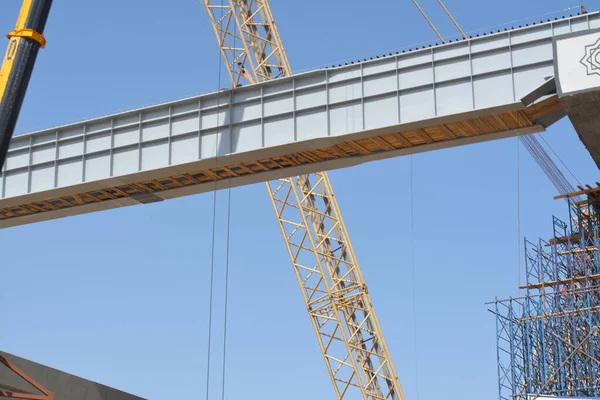 Cairo Egito Abril 2022 Instalando Barras Aço Uma Nova Ponte — Fotografia de Stock