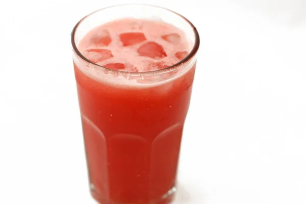 Glass Fresh Watermelon Smoothie Juice Drink Selective Focus Cold Melon — Stockfoto