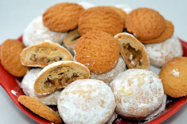 Traditional Arabic Cookies Celebration Islamic Holidays Fitr Feast Egyptian Biscuits — Fotografia de Stock