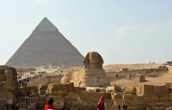 Giza Egypt January 2018 Sphinx Giza Which Limestone Statue Reclining — стоковое фото
