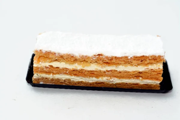 Classic Powdered Sugar Mille Feuille Cake Gateau Made Milk Egg — Stockfoto