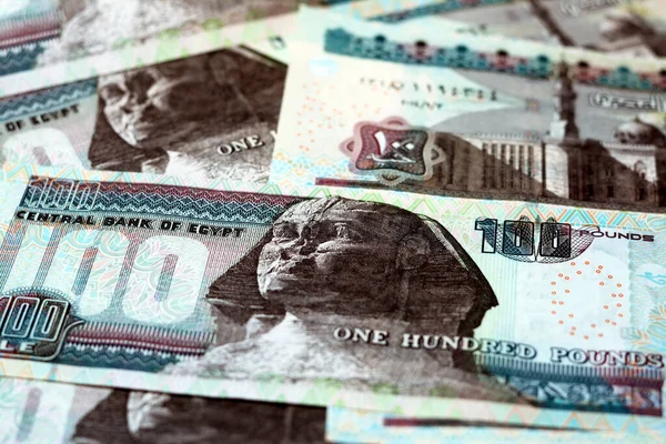 Montón 100 Cien Libras Egipcias Billetes Dinero Serie 2014 Lado —  Fotos de Stock