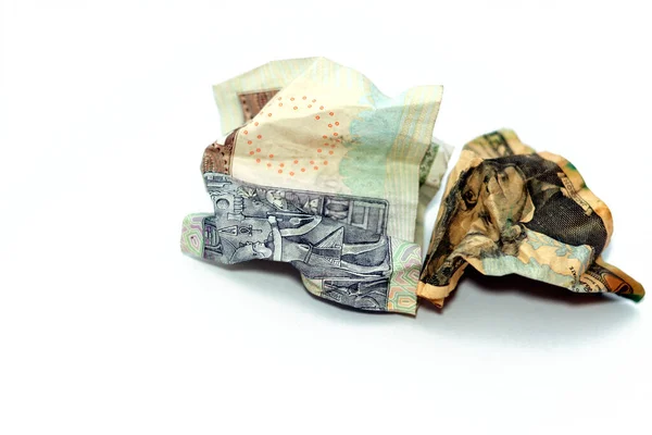 Gyűrött Ráncos Amerikai Bankjegy Dolláros Bankjegy Egyiptomi Font Készpénz Bankjegy — Stock Fotó