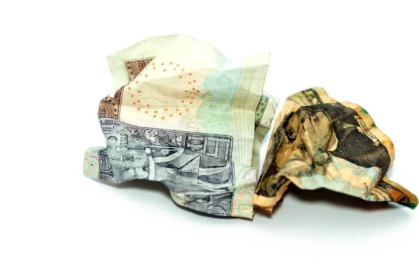 Crumpled Wrinkled American Money Note Twenty Dollars Bill Twenty Egyptian — Stock Fotó