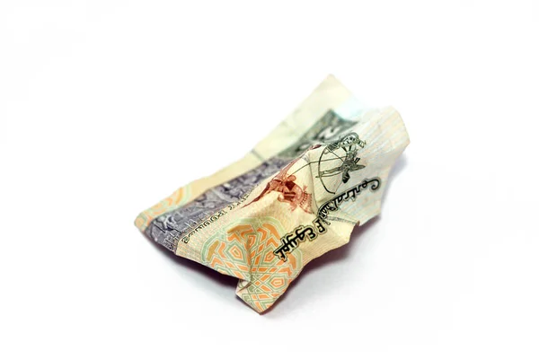 Crumpled Egyptian Money Twenty Pounds Isolated White Background Wrinkled Pounds — Stock Fotó