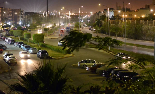 Giza Egypt May 2022 Moving Vehicles Cars Night Streets Giza — Stock Photo, Image