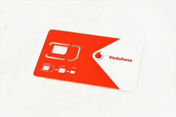 Cairo Egipto Maio 2022 Vodafone Sim Card Support Isolated White — Fotografia de Stock