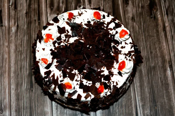 Gâteau Forêt Noire Gâteau Éponge Chocolat Léger Imbibé Sirop Cerise — Photo