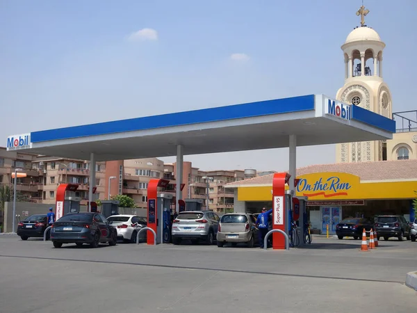 Cairo Egypt June 2022 Selective Focus Mobil Gas Oil Station — Stock Photo, Image