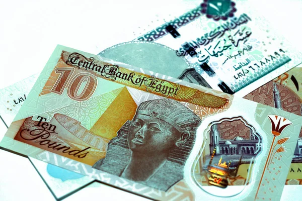 Новый Первый Египетский Egp Десять Фунтов Пластиковой Полимерной Банкноты Имеет — стоковое фото