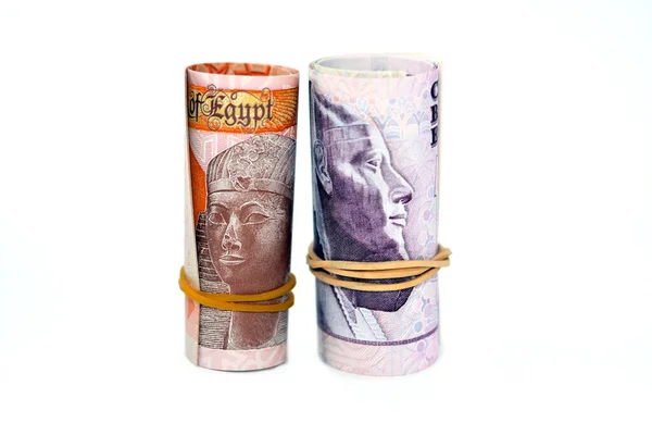 Египетские Деньги Рулон Нового Первого Египетского Egp Десять Фунтов Пластиковые — стоковое фото