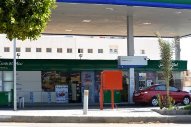 Cairo, Egypt, July 13 2022: Emarat Misr petroleum products gas and oil station, a joint venture between Emirates General Petroleum Corporation and Middle East Tanks and Pipe Lines and ME Oil Refinery