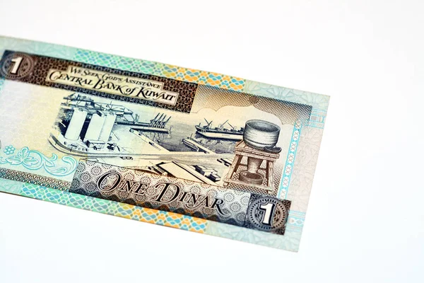 Reverse Side Old Kwd One Kuwaiti Dinar Banknote Cash Money — стоковое фото