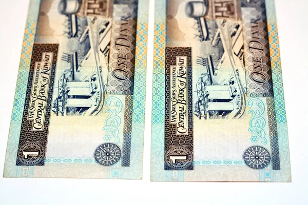 Reverse Side Old Kwd One Kuwaiti Dinar Banknote Cash Money — стоковое фото