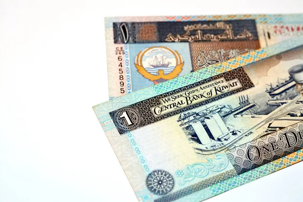 Obverse Reverse Sides Kwd One Kuwaiti Dinar Banknote Cash Money — 스톡 사진