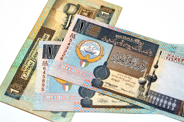 Obverse Reverse Sides Kwd One Kuwaiti Dinar Banknote Cash Money — стокове фото