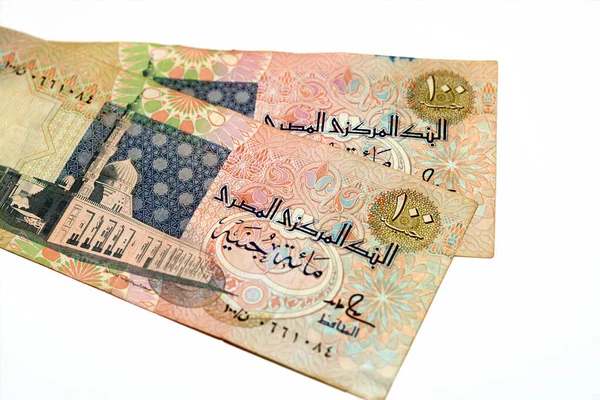 Obverse Sides Old 100 Egp One Hundred Egyptian Cash Money — Fotografia de Stock