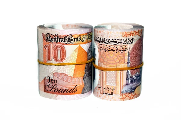 Egypt Money Rolls New First Egyptian Egp Ten Pounds Plastic — стоковое фото