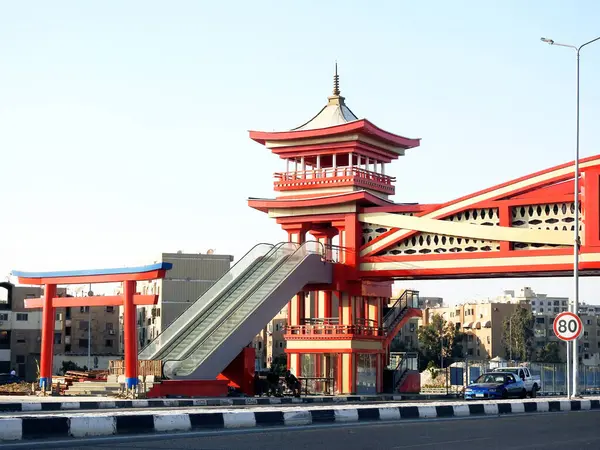 Cairo Egypt July 2022 Pedestrian Bridge Finished Traditional Japanese Architectural — Fotografia de Stock