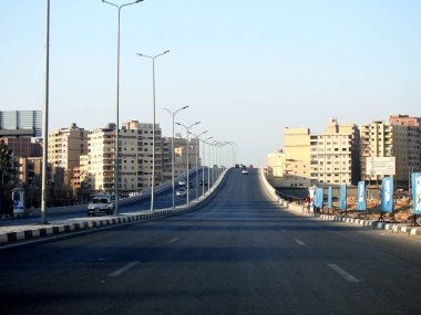 Cairo, Egypt, July 31 2022: Shinzo Abe axis patrol highway in Egypt, the traffic highway is named on former Japanese prime minister, selective focus of Shenzo Abe road in Egypt