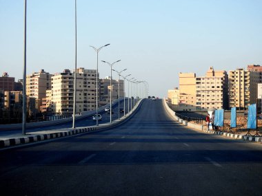 Cairo, Egypt, July 31 2022: Shinzo Abe axis patrol highway in Egypt, the traffic highway is named on former Japanese prime minister, selective focus of Shenzo Abe road in Egypt