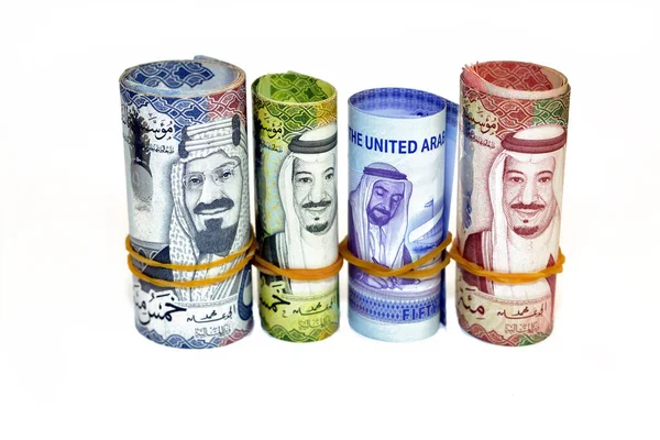Money Banknotes Rolls Sar Fifty Saudi Arabia Riyals Fifty United — 图库照片