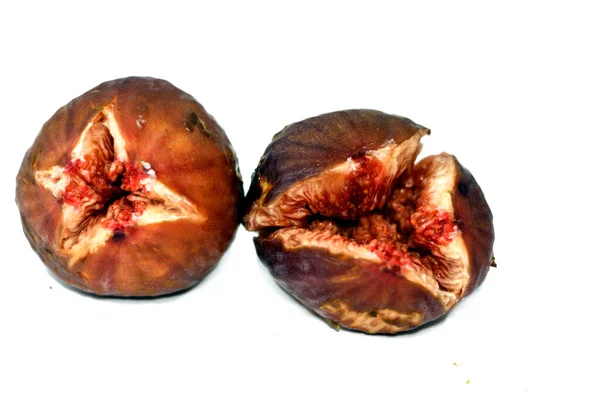 Close Figs Parchment Fruit Isolated White Background Fig Edible Fruit — Fotografia de Stock