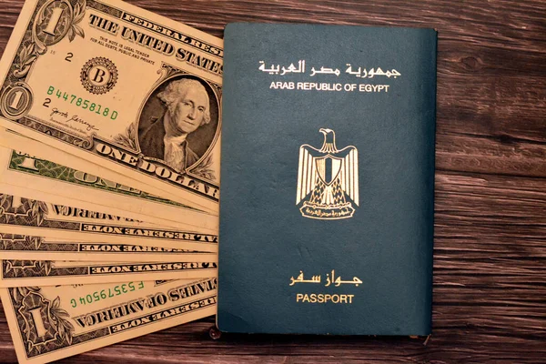 Egyptian Passport American Dollars One United States Money Banknotes Isolated — Stock Photo, Image