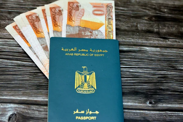 Egyptian Passport New Polymer Egp Ten Egyptian Pounds Money Banknotes — Stok fotoğraf