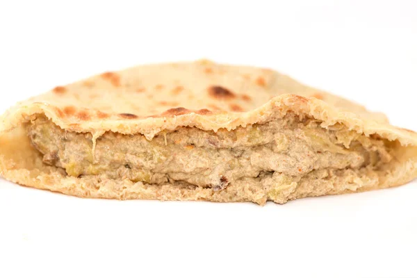 Pitta Flatbread Filled Traditional Egyptian Baba Ghanoush Which Grilled Roasted — Fotografia de Stock