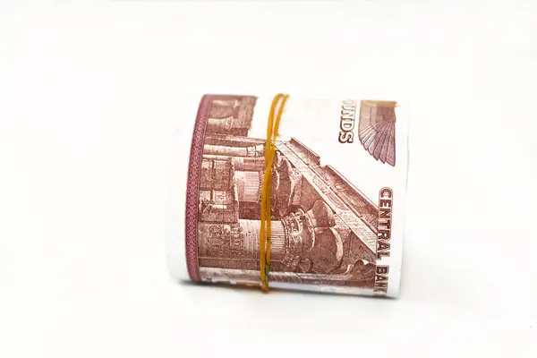 Egipto Dinero Rollo Libras Aisladas Sobre Fondo Blanco Cincuenta Libras —  Fotos de Stock