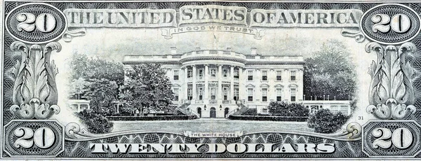 Gran Fragmento Del Reverso Billetes Veinte Dólares Serie 1995 Con —  Fotos de Stock