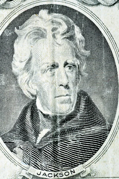 Portrait President Andrew Jackson Obverse Side Old Twenty Dollars Bill — Stock Photo, Image