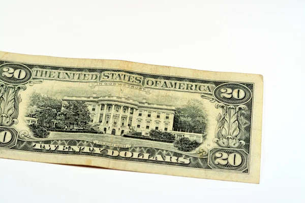 Обратная Сторона Долларов Банкноты Серии 1995 Фотографией Белого Дома Старые — стоковое фото