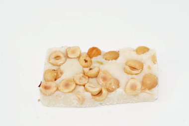 Fındıklı Hindistan cevizi şekeri, Hz. Muhammed 'in doğum günü kutlamasının Mısırlı kültürel tatlısı (mawlid halawa), şenlikli Arap şekeri ve şekeri, seçici odak noktası