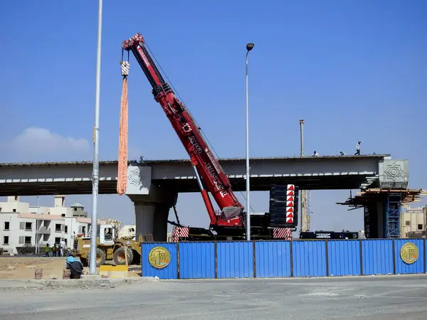 Káhira Egypt Října 2022 Staveniště Nového Mostu Který Výstavbě Těžkým — Stock fotografie