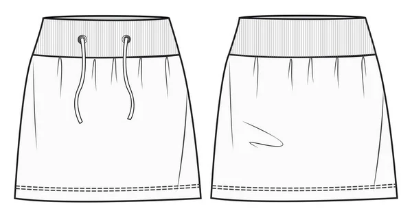 Шаблон Моды Юбки Плоский Эскиз Мода Мини Юбки Плоская Короткая — стоковый вектор